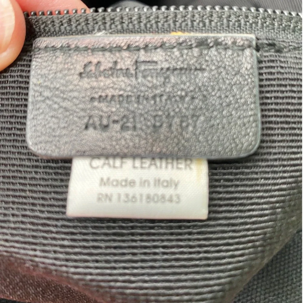 Salvatore Ferragamo Vara Ribbon Black‎ Canvas Leather Trimmed Tote Handbag Purse